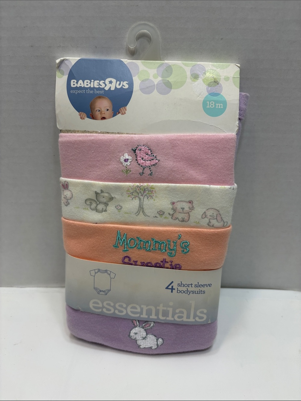 BabiesRUs 4-Pack Short Sleeve Bodysuits in Pink, Cream, Peach, Lavender 18 month